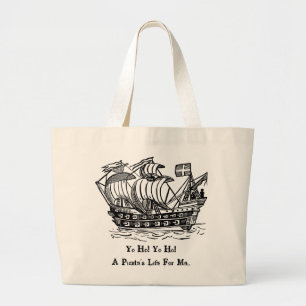 Bolsa Tote Grande Navio Pirata Antiquado