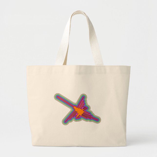 Bolsa Tote Grande Nazca Hummingbird Peru Drawing (Frente)