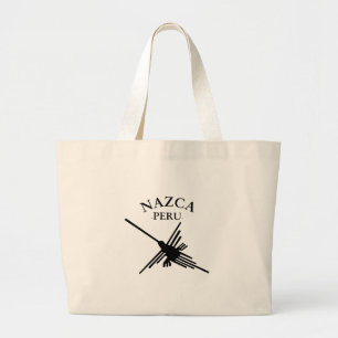 Bolsa Tote Grande Nazca Peru Hummingbird com texto curvo