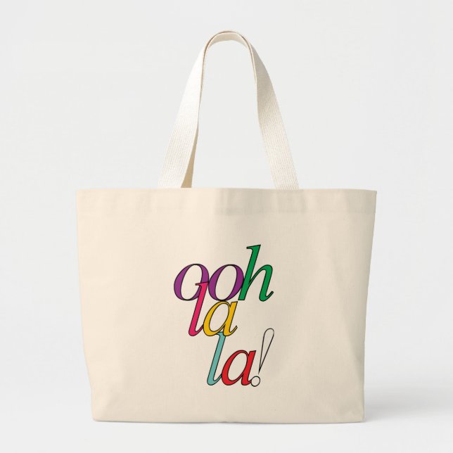 Bolsa Tote Grande Negrito "Ooh La la!" em multicores brilhantes (Frente)