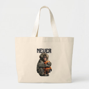 Bolsa Tote Grande Never Give Up - Resilient Baby Monkey with Teddy B