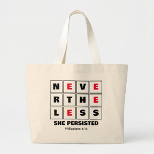 Bolsa Tote Grande NEVERTHELESS SHE PERSISTED Inspirational Christian