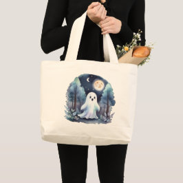 Bolsa Tote Grande Niedliches Gespenst Geist im Wald Watercolor