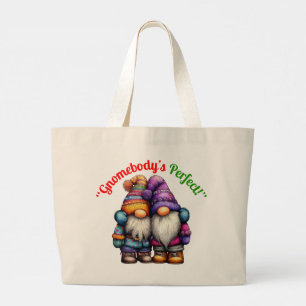 Bolsa Tote Grande Ninguém-é-Um-Gnome Perfeito Arte do Gnome