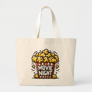 Bolsa Tote Grande Noite de Cinema Delícia Pipoca Divertida