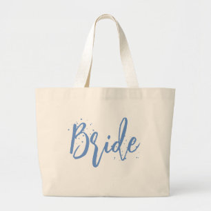 Bolsa Tote Grande Noiva Bonito Divertido Script Caligrafia Simples A