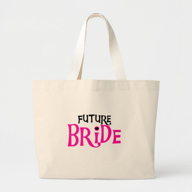 Bolsa Tote Grande Noiva do futuro do rosa quente e do preto (Frente)