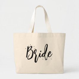 Bolsa Tote Grande Noiva Rosa Fofo Divertido Script Caligráfico Simpl