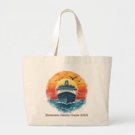 Bolsa Tote Grande Nome da Família do Pôr do Sol Cruzeiro de Férias N