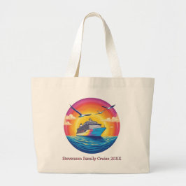 Bolsa Tote Grande Nome da Família Pôr-do-Sol Cruzeiro de Férias Pres