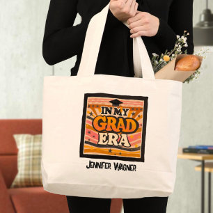 Bolsa Tote Grande Nome de Graduação da Era do Formando Moderno Retro