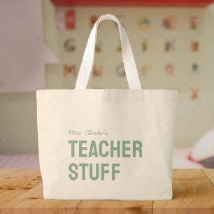 Bolsa Tote Grande Nome do professor personalizado - Cuta minimalista