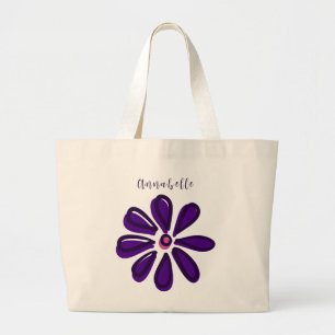 Bolsa Tote Grande Nome do script Elegante Dosagem do ventilador roxo