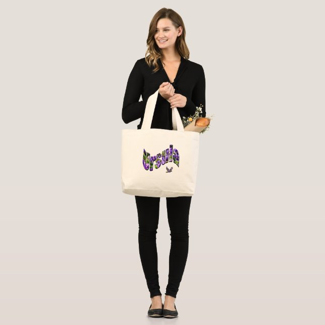 Bolsa Tote Grande Nome Floral Úrsula, (Frente (modelo))