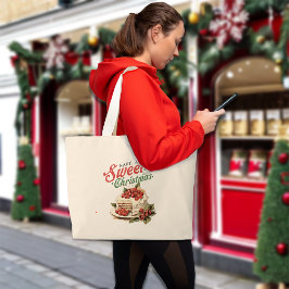 Bolsa Tote Grande Nome Personalizado do Bolo Doce de natais vintages