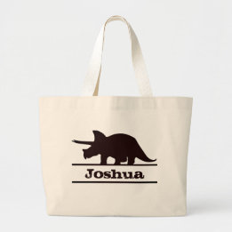 Bolsa Tote Grande Nome Personalizado Do Dinossauro Tricerátops Tote