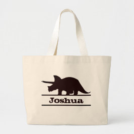 Bolsa Tote Grande Nome Personalizado Do Dinossauro Tricerátops Tote