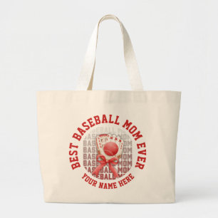 Bolsa Tote Grande Nome Personalizado do MOM Na moda BASEBALL