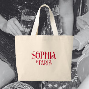 Bolsa Tote Grande Nome Personalizado em Paris Tema Festa de Solteira