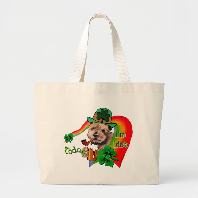 Bolsa Tote Grande Norfolk Terrier Rua. Dia de Patrick (Frente)