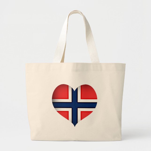 Bolsa Tote Grande Norway Flag Heart (Frente)