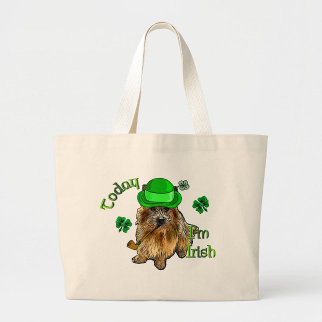 Bolsa Tote Grande Norwich Terrier St Patricks (Frente)