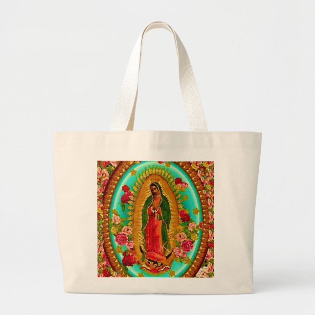 Bolsa Tote Grande Nossa Senhora Guadalupe Santo Virgem Mexicana Mari (Frente)