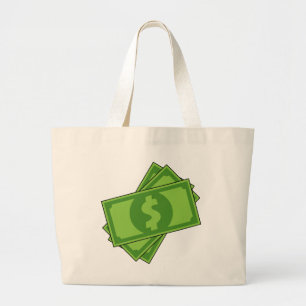 Bolsa Tote Grande Notas de Dólar de Dinheiro de Desenho Animado