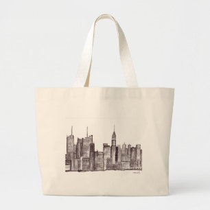 Bolsa Tote Grande Nova Iorque aquarela de Manhattan