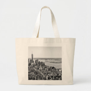 Bolsa Tote Grande Nova Iorque Branco preto - Skyline