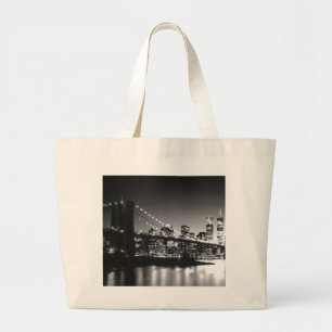 Bolsa Tote Grande Nova Iorque Preto e Branco
