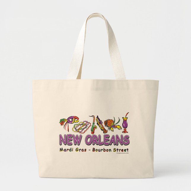 Bolsa Tote Grande Nova-Orleans-Diversão- (Frente)