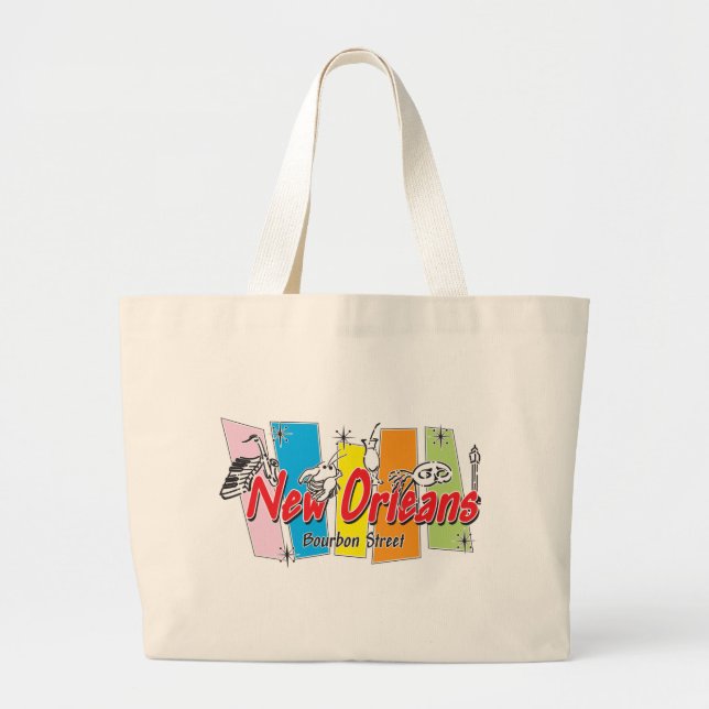 Bolsa Tote Grande Nova Orleans Retro Look (Frente)