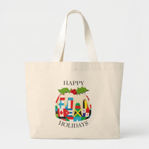 Bolsa Tote Grande Novelty   Christmas Pudding   WORLD FLAGS