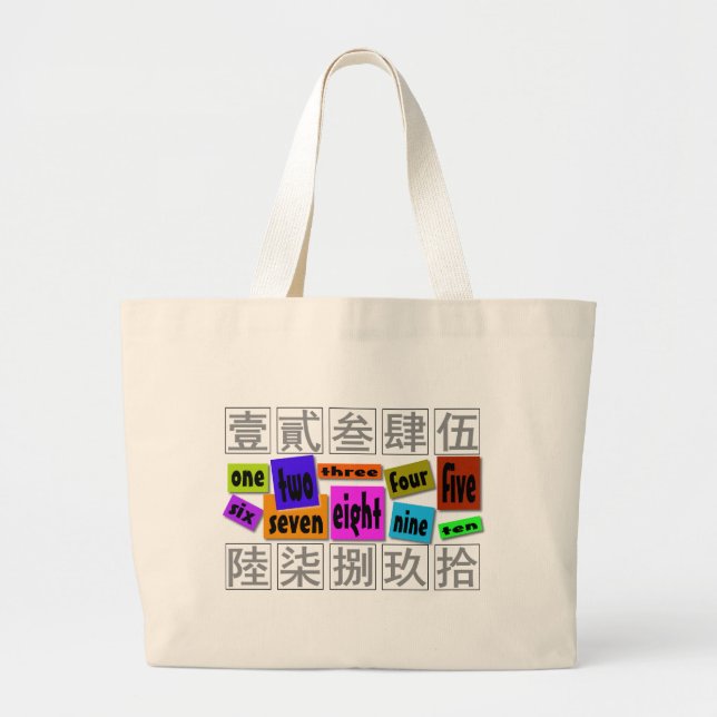Bolsa Tote Grande Números nas palavras (Frente)