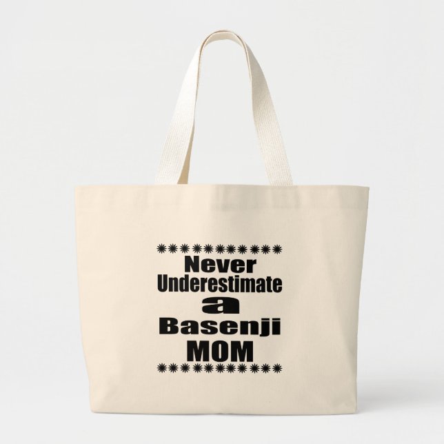 Bolsa Tote Grande Nunca subestime a mamã de Basenji (Frente)