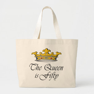 Bolsa Tote Grande o 50th aniversário a rainha é 50!