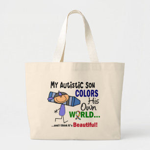 Bolsa Tote Grande O autismo COLORE SEU PRÓPRIO filho do MUNDO