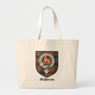 Bolsa Tote Grande O clã de McPherson Crest o Tartan do crachá