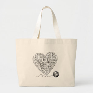 Bolsa Tote Grande O Crochet exprime o bolsa grande (BW)