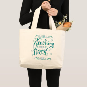 Bolsa Tote Grande O ensino é um trabalho da frase bonito do coraç