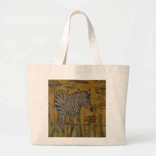 Bolsa Tote Grande O Espírito Serengeti: Zebra Grazing na Mara