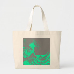 Bolsa Tote Grande O Excelente Wave Seafoam Green & Cinzas