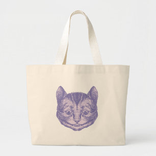 Bolsa Tote Grande O gato de Cheshire cobriu a lavanda
