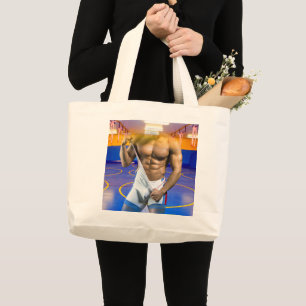 Bolsa Tote Grande O homem muscular de SlipperyJoe boja trai de ginás