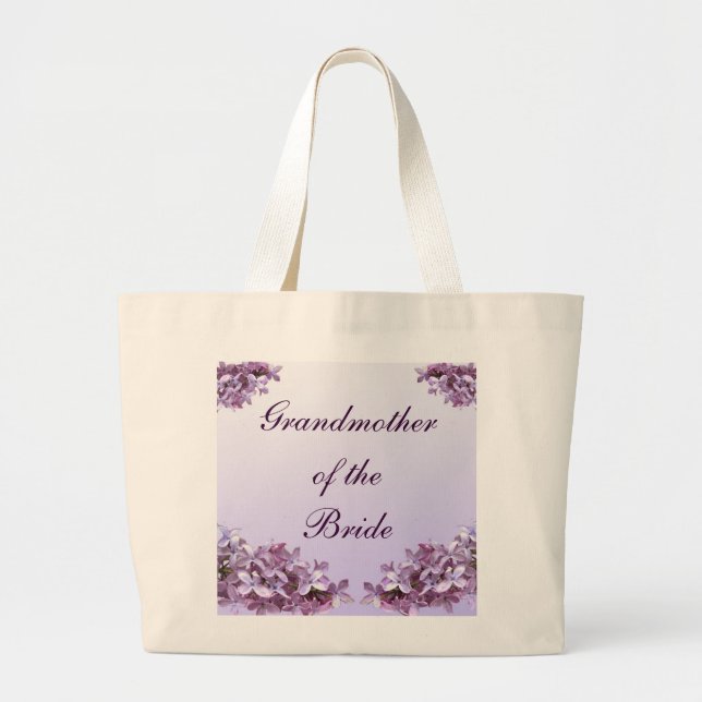 Bolsa Tote Grande O Lilac floral floresce a avó do casamento da (Frente)
