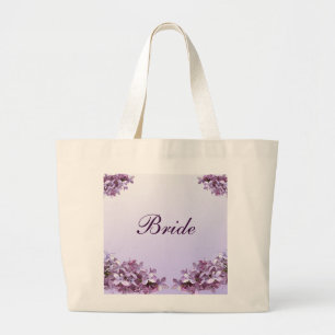 Bolsa Tote Grande O Lilac floral floresce a noiva do casamento