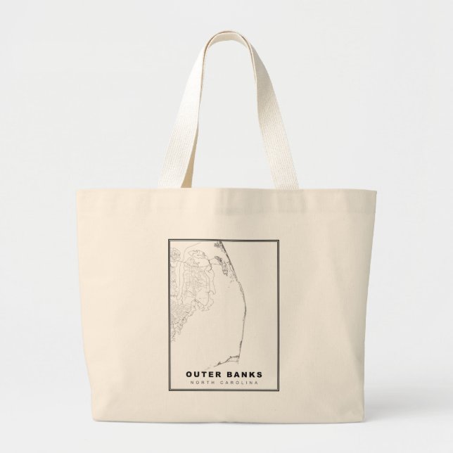 Bolsa Tote Grande O Mapa dos Outer Banks (Frente)