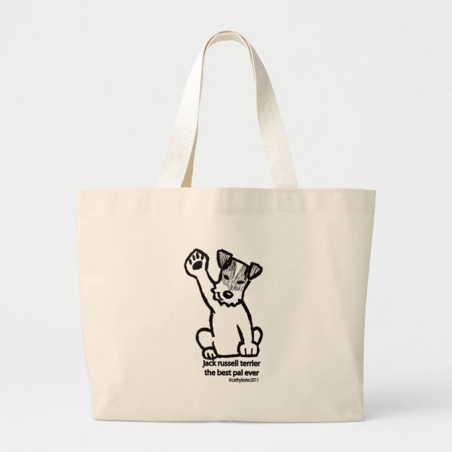 Bolsa Tote Grande O melhor amigo de Jack Russell (Frente)