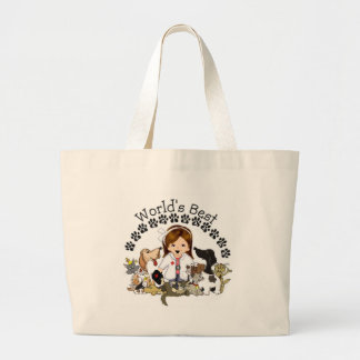 Bolsa Tote Grande O melhor veterinário do mundo - cabelo fêmea de